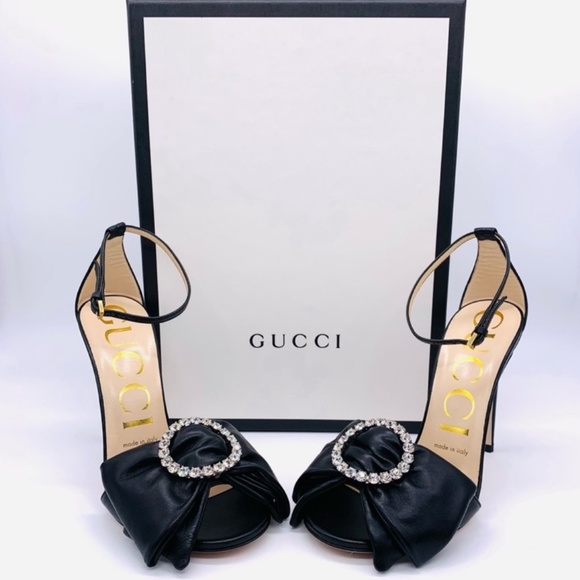 GUCCI Black Nappa Charlotte Lambskin Sandals, Black Size 40 with Box - Picture 6 of 17